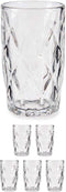 Set van 6x stuks luxe gedecoreerd glas drinkglazen/waterglazen van 340 ml transparant - Formaat per glas 8 x 12.5 cm