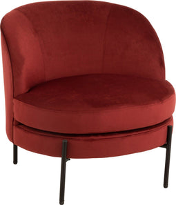 J-Line loungestoel Lounge Rond - textiel/metaal - rood
