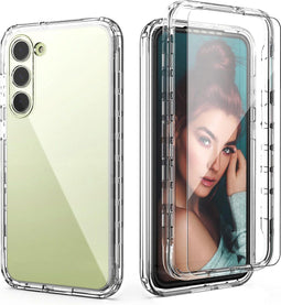 Podec Samsung Galaxy S23 - 2-in-1 Hoesje met Screenprotector - Anti-Shock - Doorzichtig