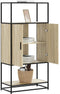 vidaXL - Hoge - kast - 68x35x139 - cm - bewerkt - hout - en - metaal - sonoma - eikenkleur