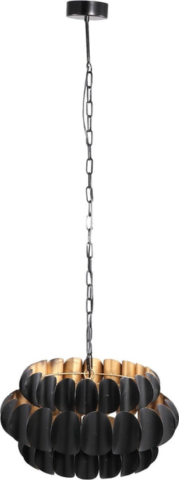 PTMD Terrin Black Metal Hanging Lamp Curly Round Low