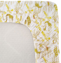 DOMIVA Honey Moon - Jersey hoeslaken - Savannedierenprint - Geel - 70 x 140 cm - OEKO-TEX