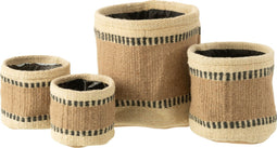 J-Line mand Rond + Band - jute - naturel/beige - large - 2 stuks