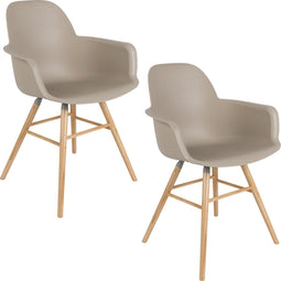 Zuiver Albert Kuip Eetkamerstoelen met armleuning Taupe - Set van 2