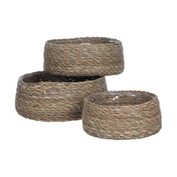 Mand Mica Decorations Set Bruin vlechtwerk