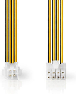 Nedis Interne Voedingskabel - EPS 8-Pins Male - P4 Female - Verguld - 0.15 m - Rond - PVC - Geel / Zwart - Envelop