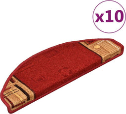 vidaXL - Trapmatten - zelfklevend - 10 - st - 65x21x4 - cm - rood