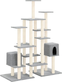 vidaXL - Kattenmeubel - met - sisal - krabpalen - 145 - cm - lichtgrijs