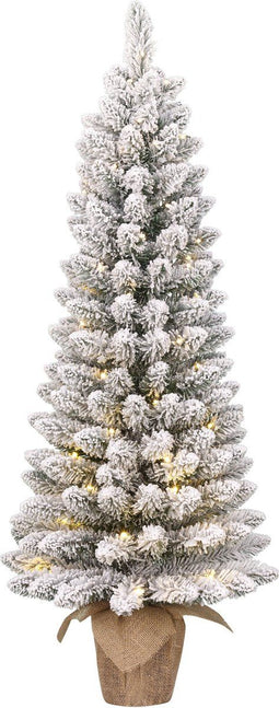 Black Box Trees Gerlos - Kunstkerstboom in Pot - Warm Witte LED Verlichting - Groen Frosted H120 x Ø51 cm