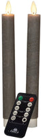 Anna's Collection LED dinerkaarsen - 23 cm - warm wit licht - grijs (2 stuks)