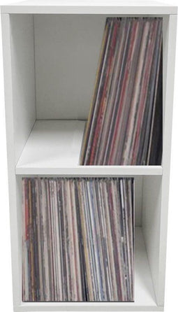 Vinyl LP Platen Opbergkast - Houten Boekenkast - 2 Open Compartimenten - Wit