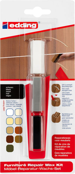edding 8901 reparatiewas voor houten meubels - kleur: zwart - voor het vullen en repareren van scheuren en gaten in meubels of andere houten oppervlakken