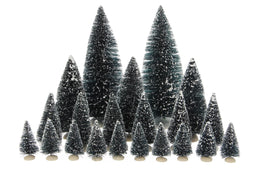 LuVille Christmas Village Miniature Bristle Trees - 21 Pieces - H22 x Ø8 cm