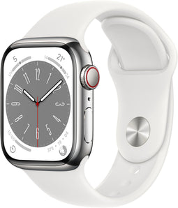 Apple Watch Series 8 - Smartwatch - GPS + Cellular - 41mm RVS Sportbandje Zilver (Wit)