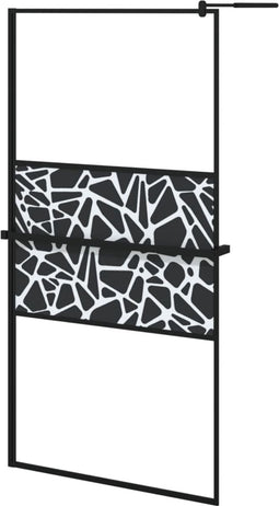 vidaXL - Inloopdouchewand - met - schap - 100x195 - cm - ESG-glas - aluminium - zwart