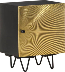 vidaXL - Nachtkastje - met - messing - voorkant - 40x30x50 - cm - massief - mangohout