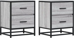 vidaXL - Nachtkastjes - 2 - st - 40x31x50 - cm - bewerkt - hout - grijs - sonoma - eiken