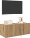 vidaXL - TV - Wandkast - met - LED-verlichting - Artisan - Eiken - 80x35x31 - cm