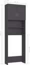 vidaXL - Wasmachinekast - 64x25,5x190 - cm - bewerkt - hout - grijs