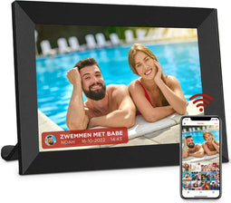 AyeWay Digitale Fotolijst - 10,1 Inch - Wifi - Touchscreen - Frameo App - Zwart