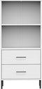 vidaXL - Boekenkast - met - 2 - lades - OSLO - 60x35x128,5 - cm - massief - hout - wit