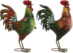 Decoratieve figuren Home ESPRIT Multicolour Haan 34,3 x 14 x 48,3 cm (2 Stuks)