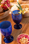 J-Line wijnglas Lisboa - glas - blauw - 6 stuks