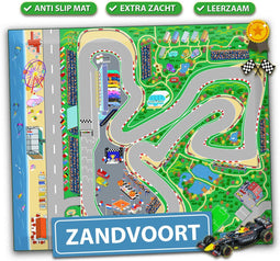 Speelkleed circuit van Zandvoort City-Play - Autokleed - Verkeerskleed - Speelmat Zandvoort - Vloerkleed baby - vloerkleed kinderkamer - Formule 1 Max Zandvoort