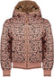 Nono Bella - Meisjes Jas - Waterafstotend met capuchon - Vintage roze luipaardprint - Maat 134/140