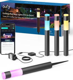 eufy E10 - Set van 4 lampadaires - LED RGBWW IP65 weerbestendig - Slimme app- en spraakbesturing
