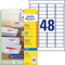 Avery etiketten J4791-25 45,7x21,2mm