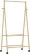 vidaXL - Kledingrek - met - schappen - en - wielen - 96x45,5x155,5 - cm - bamboe