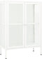 vidaXL - Dressoir - 75x35x105 - cm - staal - en - glas - wit