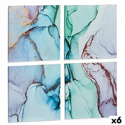 Set van 4 Schilderijen Canvas Marmer Blauw 35 x 7 x 35 cm (6 Stuks)