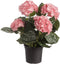 Roze hortensia kunstplant in zwarte kunststof pot 44 cm - Hydrangea - Woondecoratie