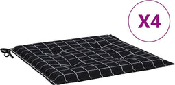 vidaXL - Tuinstoelkussens - 4 - st - ruitpatroon - 50x50x3 - cm - stof - zwart