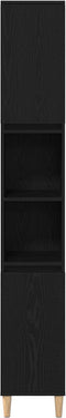 vidaXL - Badkamerkast - Zwart - Eiken - 30x30x190 - cm - Houtmateriaal