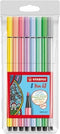 Viltstift STABILO Pen 68 pastel etui à 8 kleuren - 10 stuks