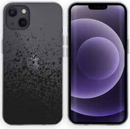 iMoshion Hoesje Geschikt voor iPhone 13 Hoesje Siliconen - iMoshion Design hoesje - Zwart / Transparant / Splatter Black
