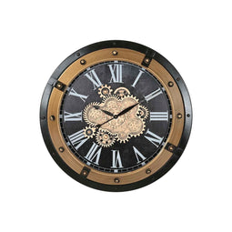 Muurklok Home ESPRIT Zwart Gouden Ijzer 80 X 8,5 X 80 cm