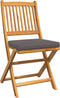 vidaXL - Opvouwbare - Tuinstoelen - met - Grijze - Kussen - 2 - stuks - Massief - Acaciahout