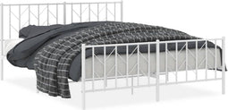 vidaXL - Bedframe - met - hoofd- - en - voeteneinde metaal - wit - 160x200 - cm