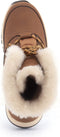 Warmbat Abbott - Snowboots - Waterafstotend leer - Gevoerd met Merino schapenwol - Bruin - Crème - Geel - Maat 40