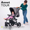 Lionelo Annet Tour - Buggy Opvouwbaar - Verstelbare Rugleuning Ligpositie - XXL Zonnescherm UPF50+ - Golden Moments Tour