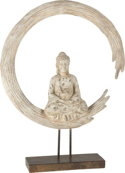 J-Line Boeddha In Cirkel Op Voet Poly Beige