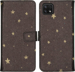 iMoshion Hoesje Geschikt voor Samsung Galaxy A22 (5G) Hoesje Met Pasjeshouder - iMoshion Design Softcase Bookcase - Goud / Zwart / Stars Gold