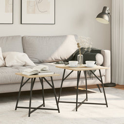 vidaXL - Salontafel - Set - van - 2 - - - Sonoma - Eiken - en - Metaal