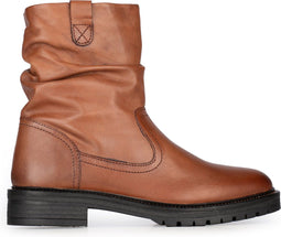 PS Poelman DUNGABALL - Dames enkellaarzen - Chunky zool 3.5 cm - Cognac