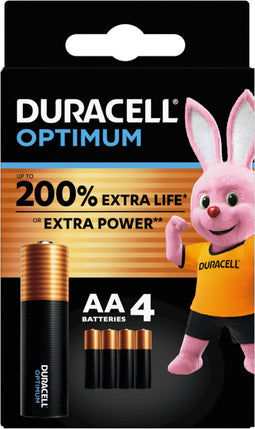 Duracell Optimum - AA-batterijen - Tot 200% langere levensduur - Multi-color (4 stuks)