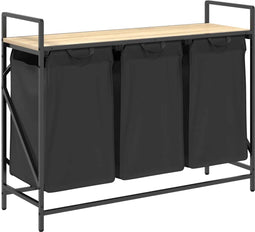vidaXL - Wasmand - 3 - vakken - met - plank - sonoma - eikenkleurig